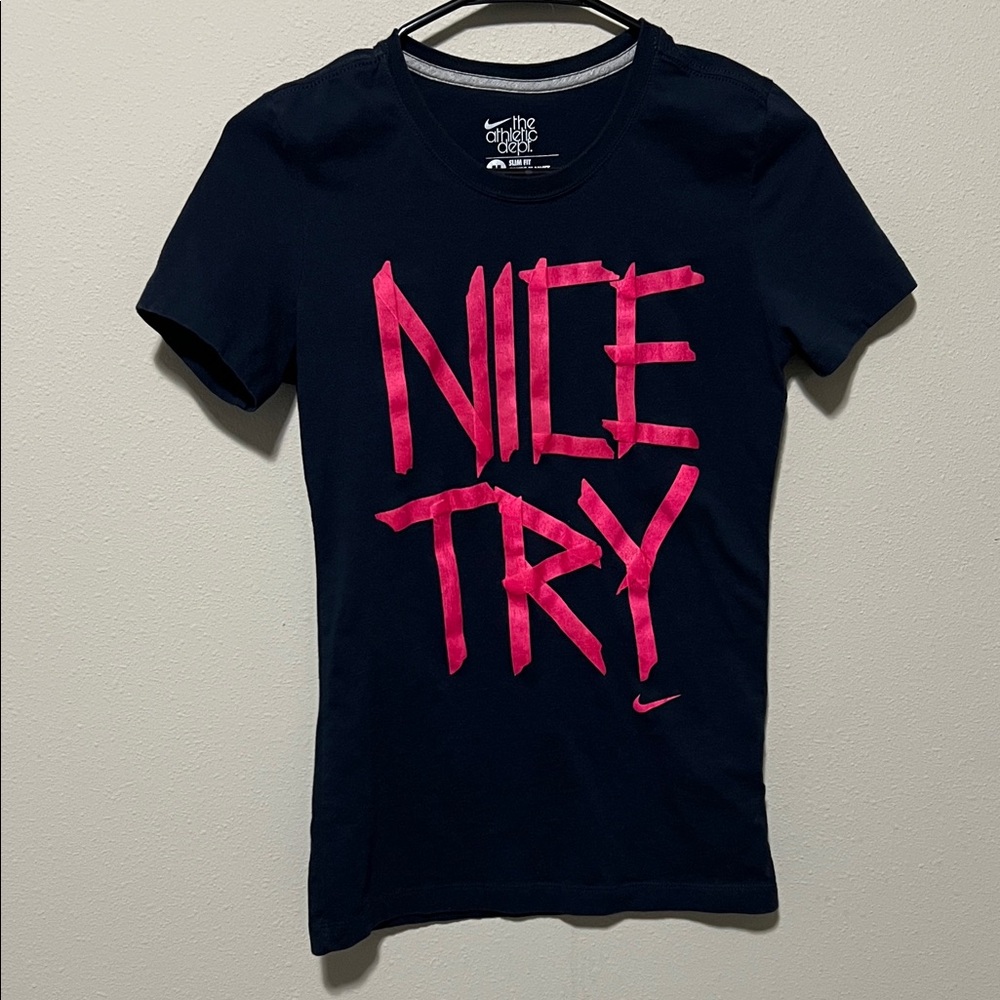 Nike Black Tee with Pink Graphic